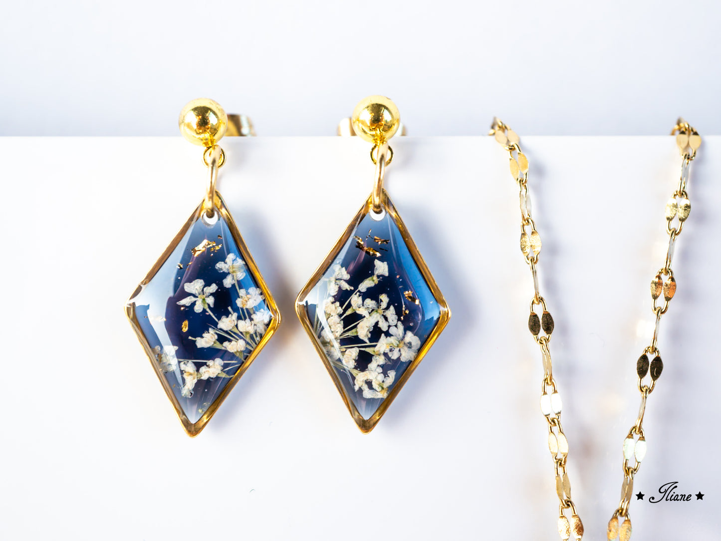 Doldenblüten onyx - SET Edelstahl gold 0879