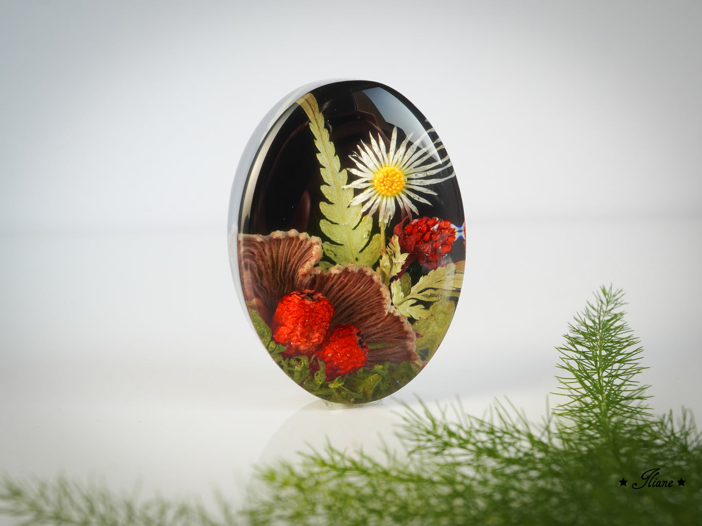 Floralis - Beeren, Pilze und Gänseblümchen - Kette mit Anhänger - Edelstahl silber, gold oder roségold 0835