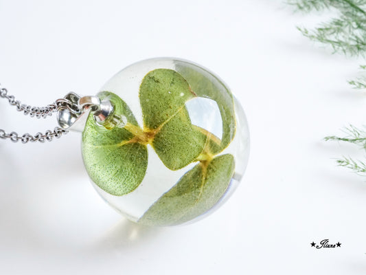 Kette mit Kugel Eukalyptus Edelstahl silber 0248