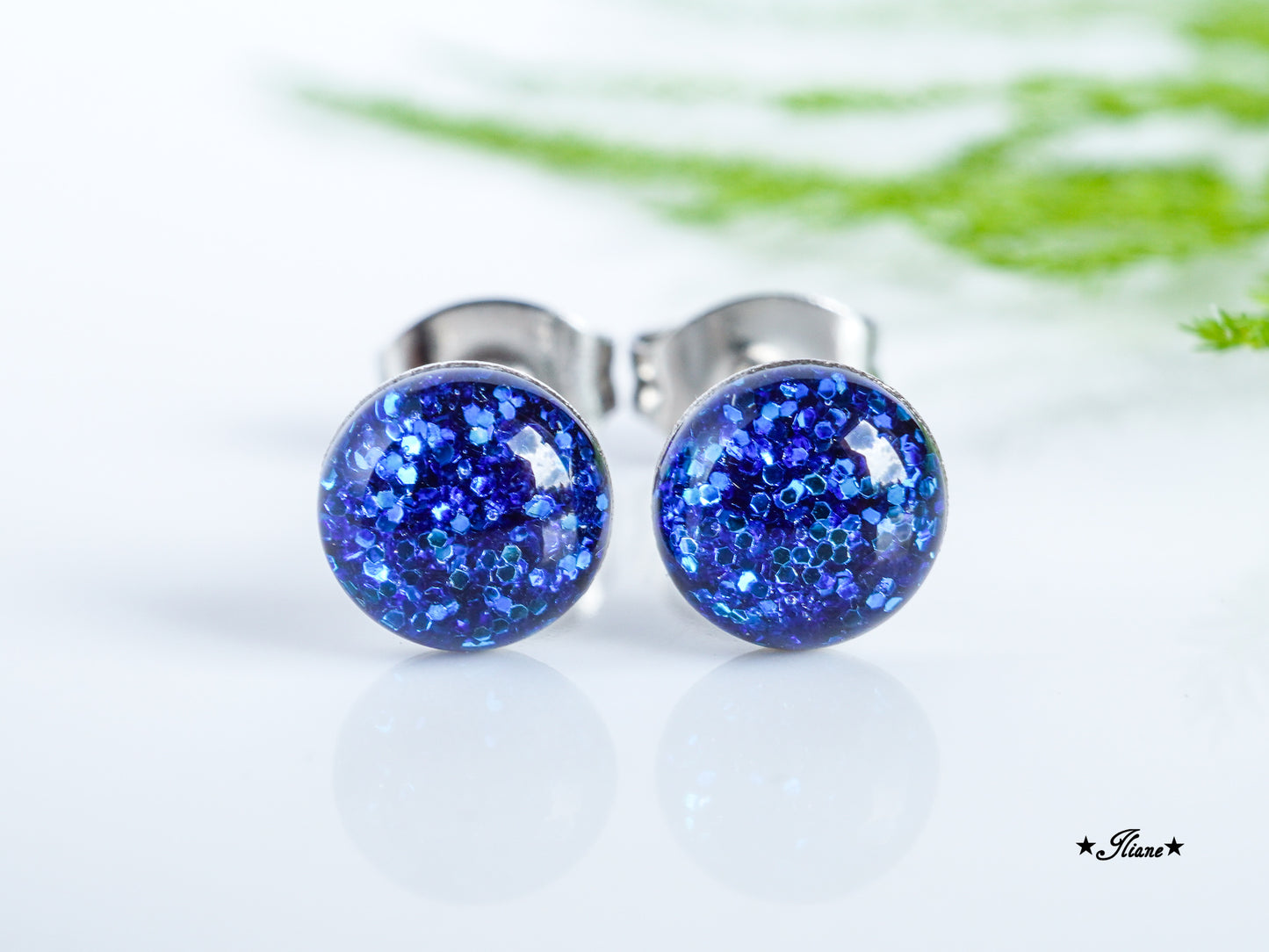 30 Farben - Ohrstecker aus Edelstahl mit Glitzer