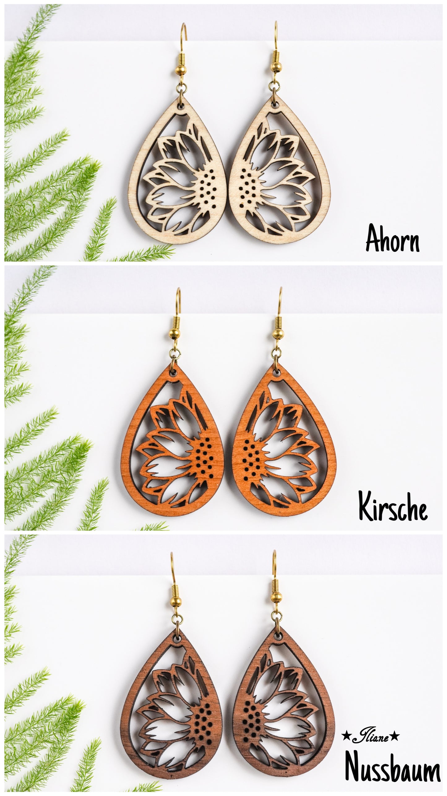 Holzohrringe Mandala Boho rund #22