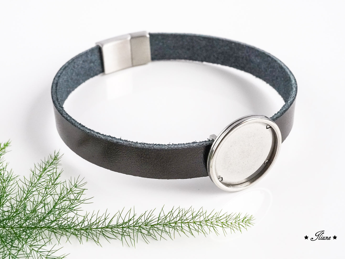 Lederarmband - Dein persönliches Erinnerungsschmuckstück mit Haaren oder Fell - Edelstahl silber