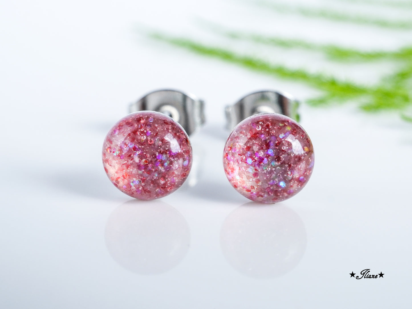 30 Farben - Ohrstecker aus Edelstahl mit Glitzer