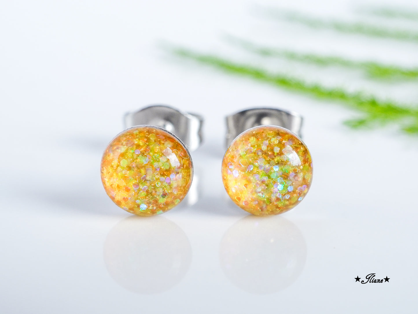 30 Farben - Ohrstecker aus Edelstahl mit Glitzer