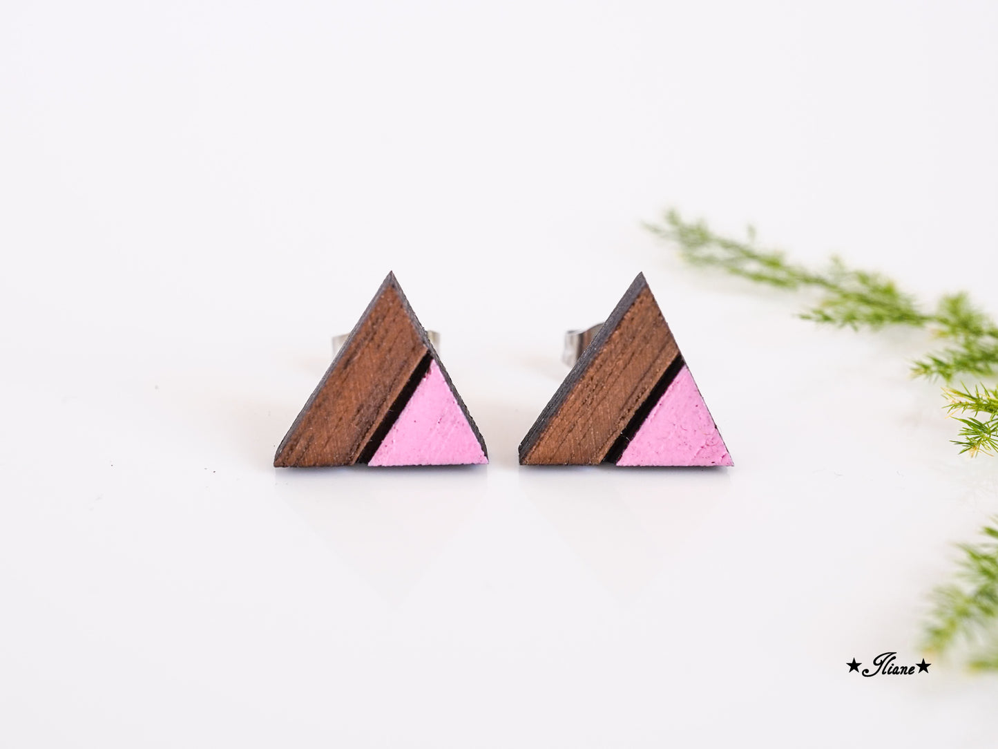 Ohrstecker aus Holz - Pastell Geo