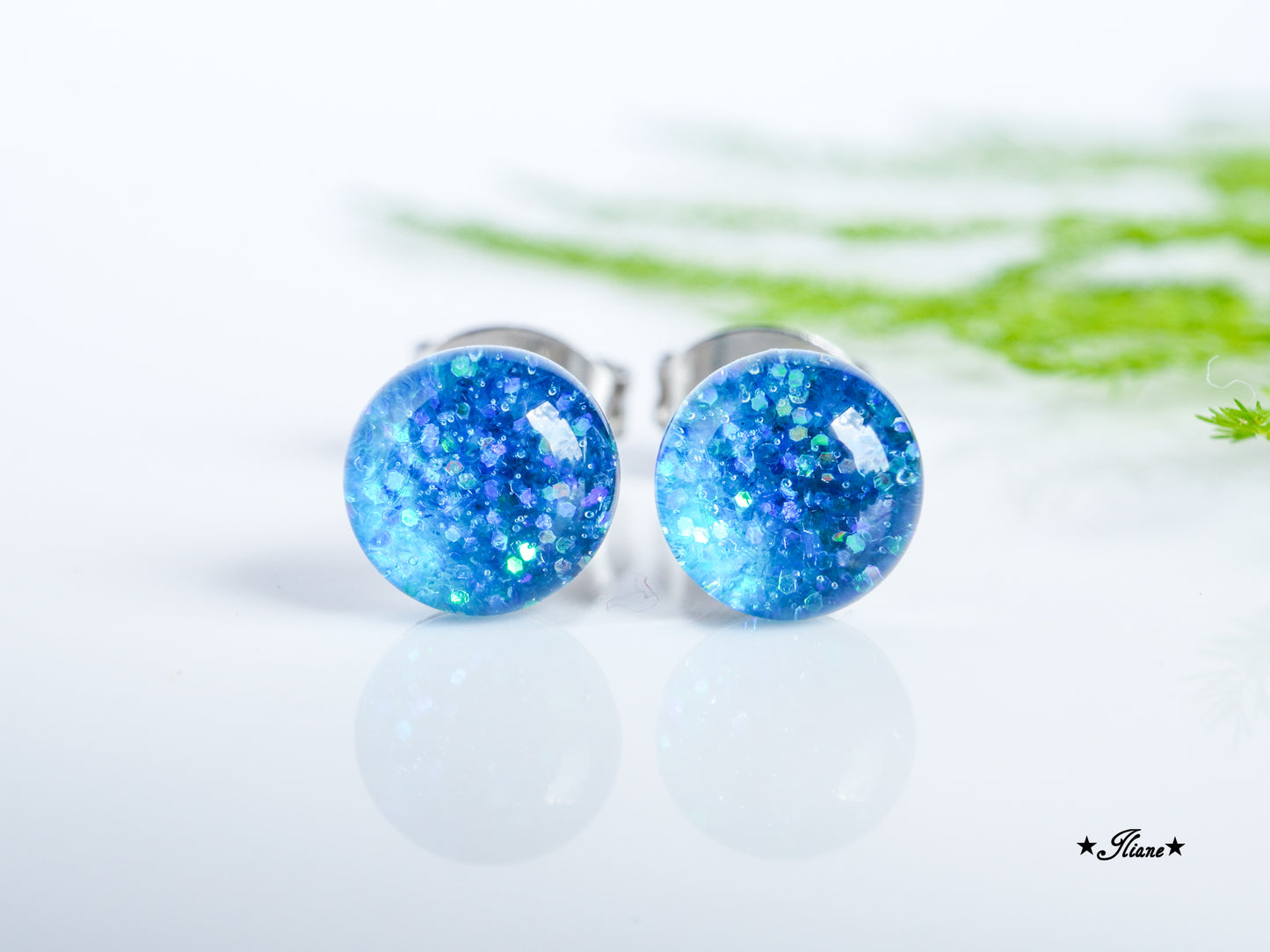 30 Farben - Ohrstecker aus Edelstahl mit Glitzer