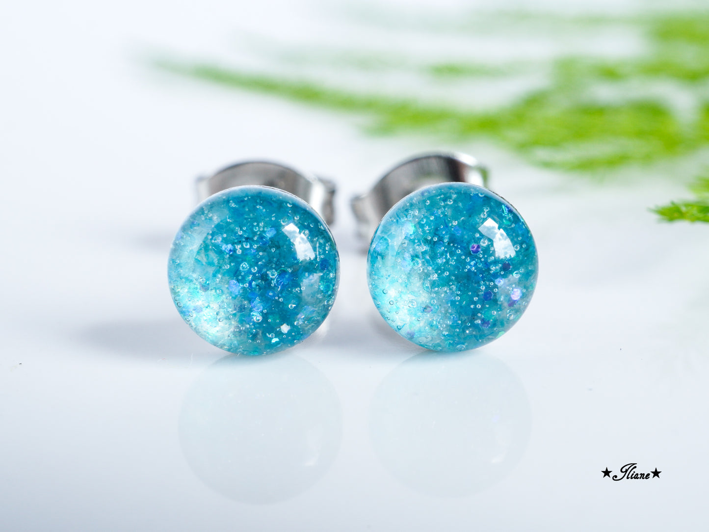 30 Farben - Ohrstecker aus Edelstahl mit Glitzer