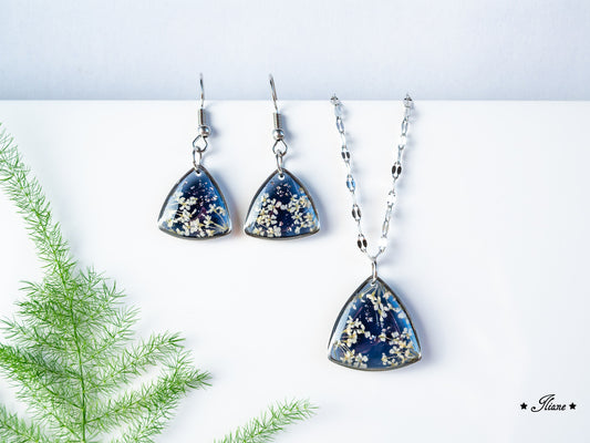 Doldenblüten onyx - SET Edelstahl silber 0875