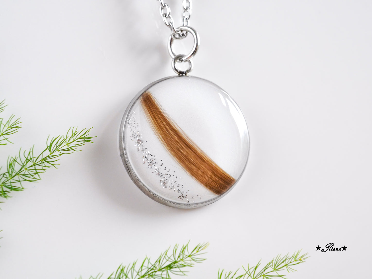 Dein persönliches Erinnerungsschmuckstück mit Haaren und Glitzer - Kette rund Edelstahl silber, gold oder roségold