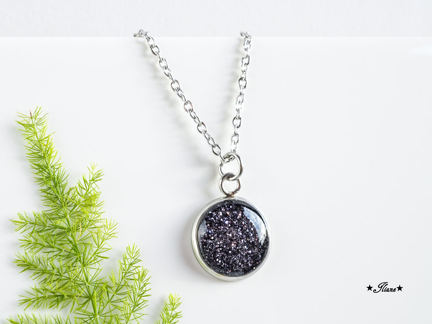 30 Farben - Kette aus Edelstahl silber mit Glitzer