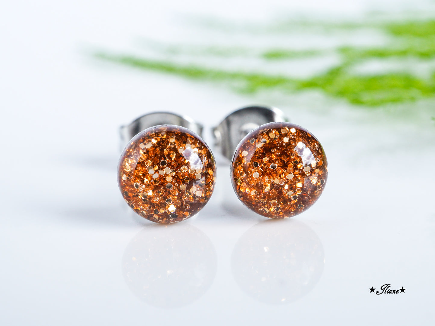 30 Farben - Ohrstecker aus Edelstahl mit Glitzer