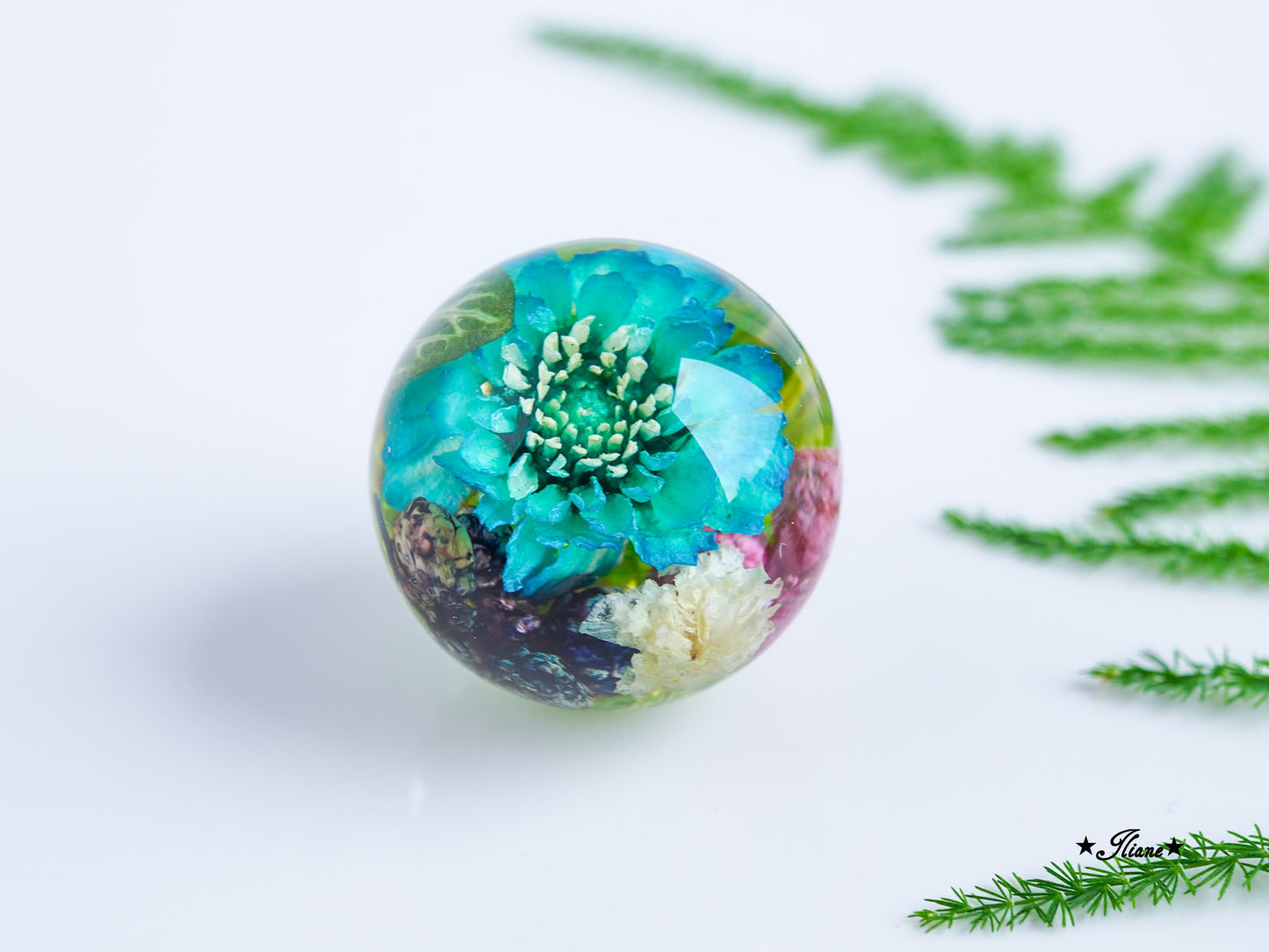 Kettenanhänger Kugel mit bunten Blüten 0762