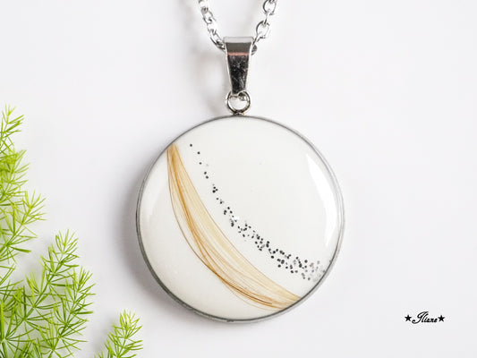Dein persönliches Erinnerungsschmuckstück mit Haaren und Glitzer - Kette rund Edelstahl silber, gold oder roségold