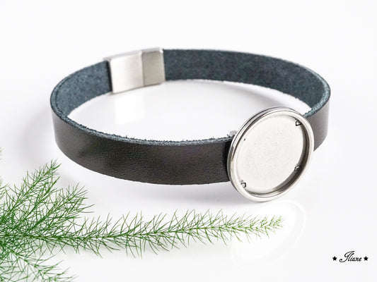 Lederarmband - Dein persönliches Erinnerungsschmuckstück mit Haaren oder Fell - Edelstahl silber