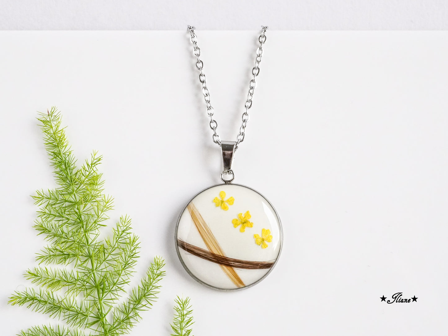 Dein persönliches Erinnerungsschmuckstück mit Haaren und Blüten - Kette rund Edelstahl silber, gold oder roségold