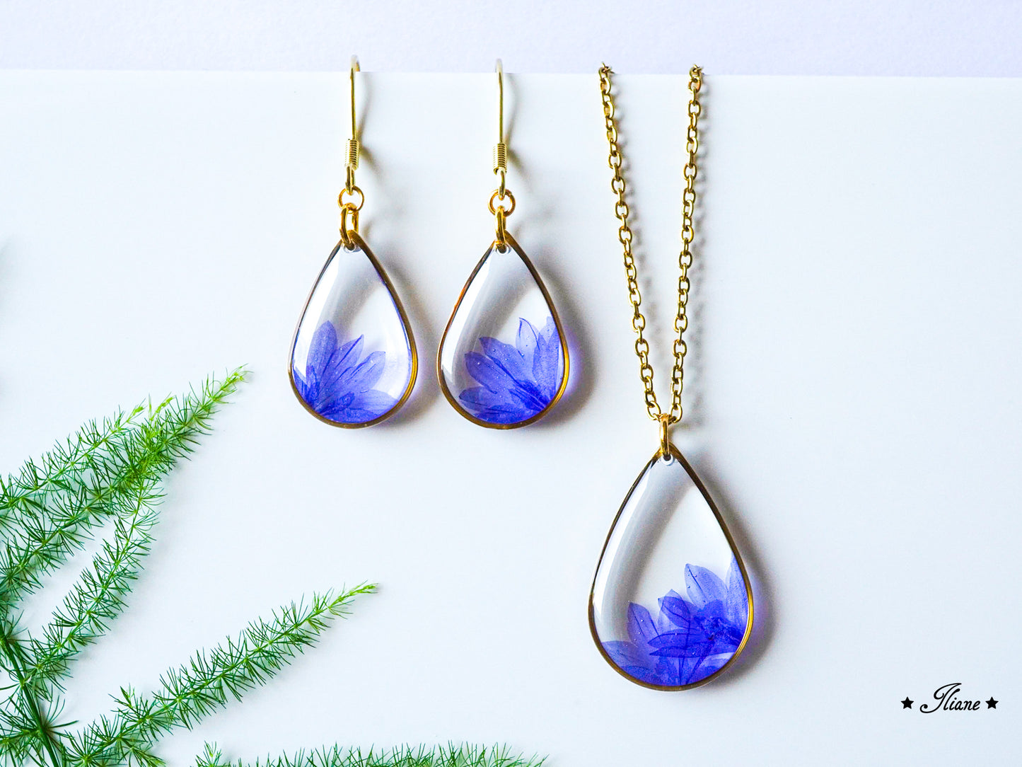 Kornblumen blau - Edelstahl silber oder gold