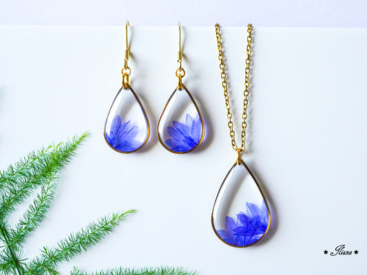 Kornblumen blau - Edelstahl silber oder gold