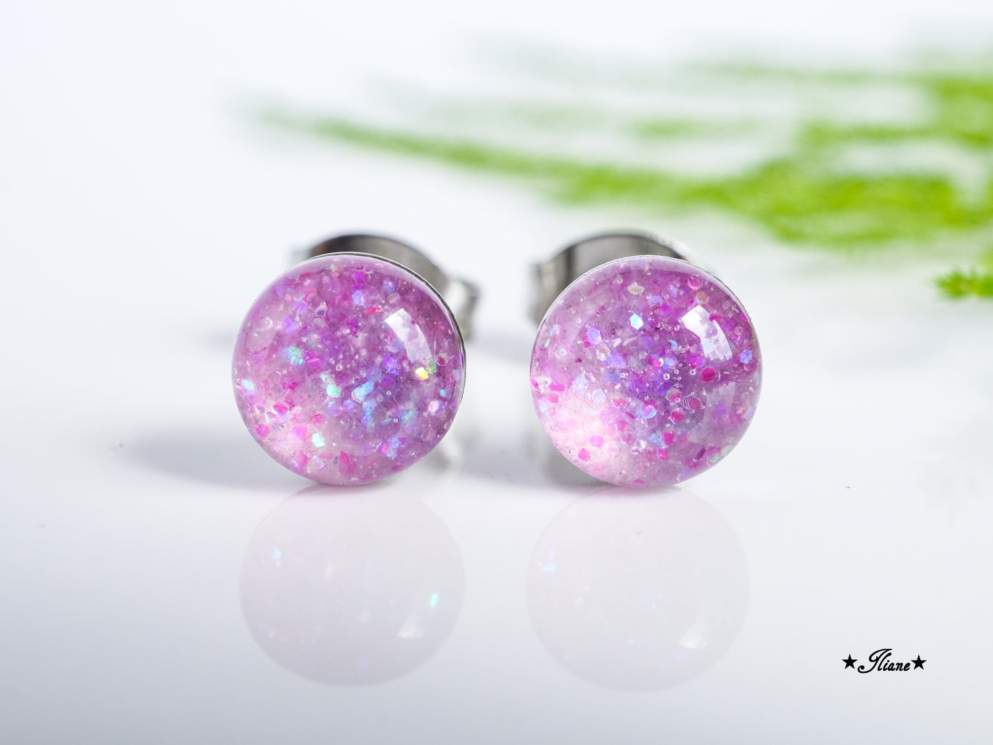 30 Farben - Ohrstecker aus Edelstahl mit Glitzer