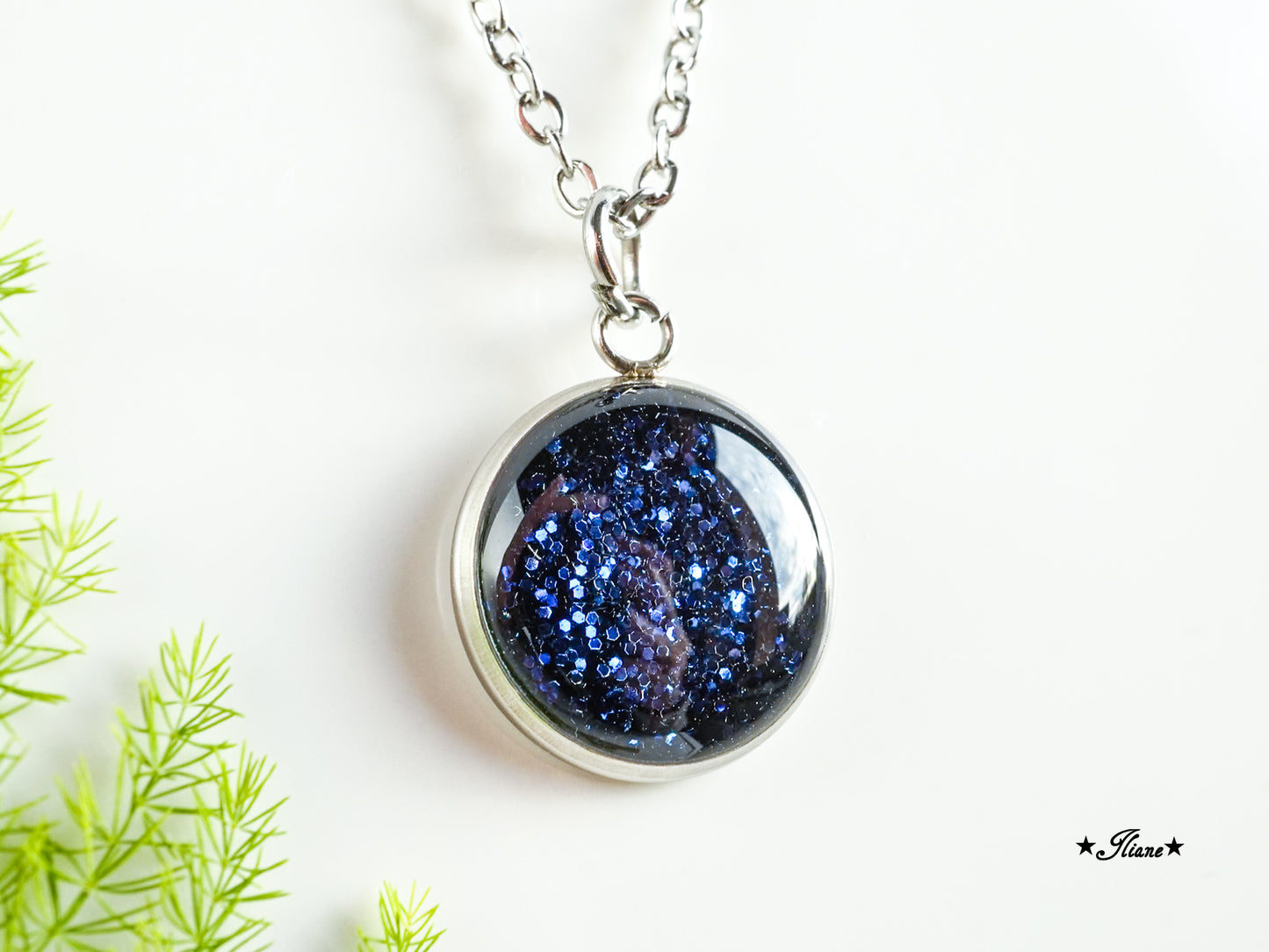 30 Farben - Kette aus Edelstahl silber mit Glitzer