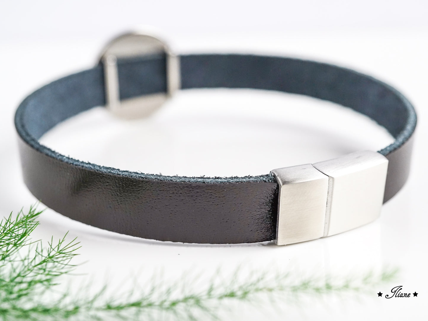 Lederarmband - Dein persönliches Erinnerungsschmuckstück mit Haaren oder Fell - Edelstahl silber