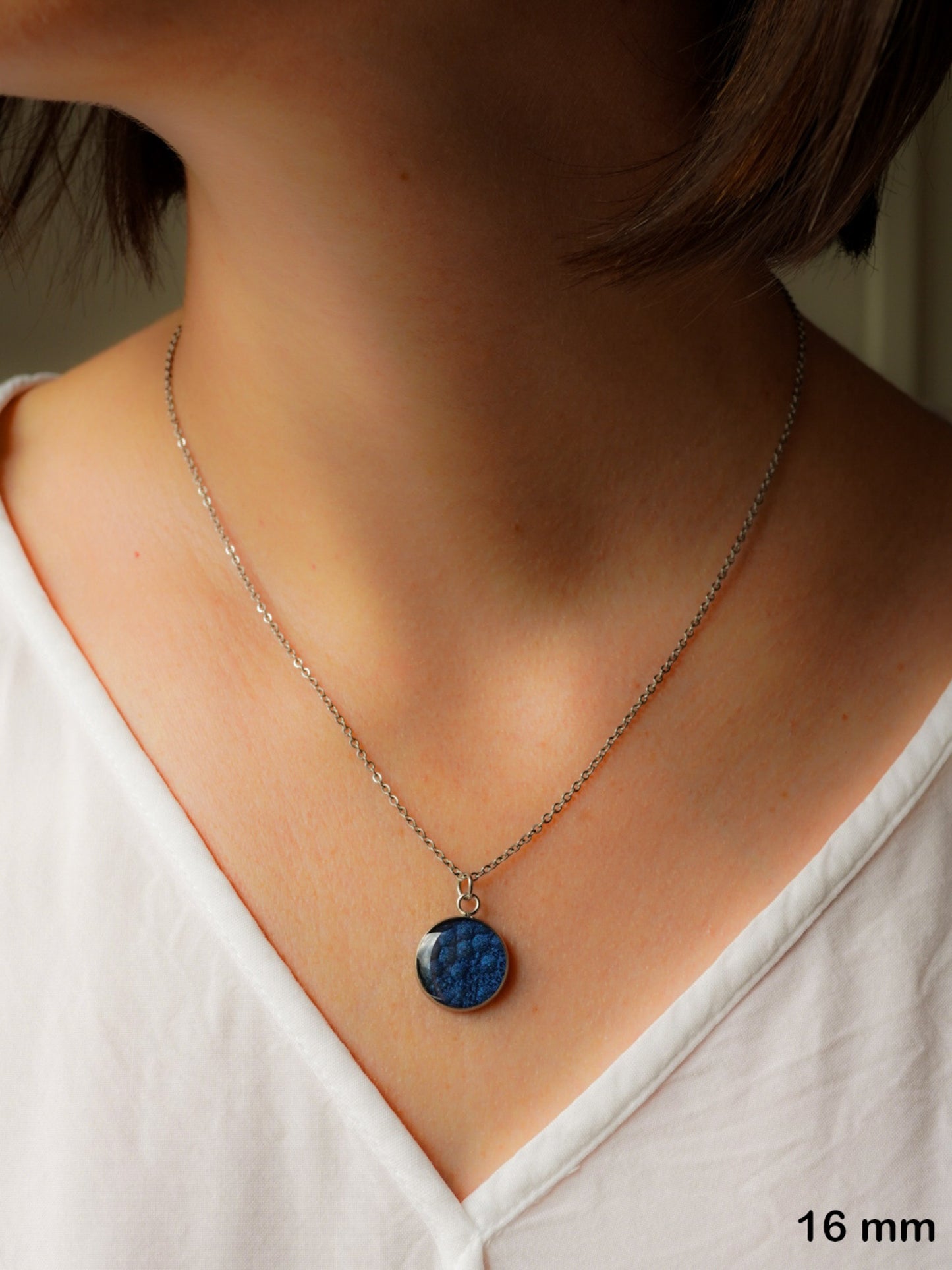 Dein persönliches Erinnerungsschmuckstück mit Haaren und Vergissmeinnicht - Kette rund Edelstahl silber, gold oder roségold