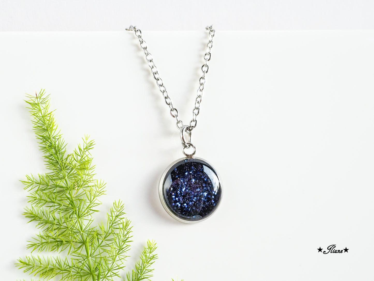 30 Farben - Kette aus Edelstahl silber mit Glitzer