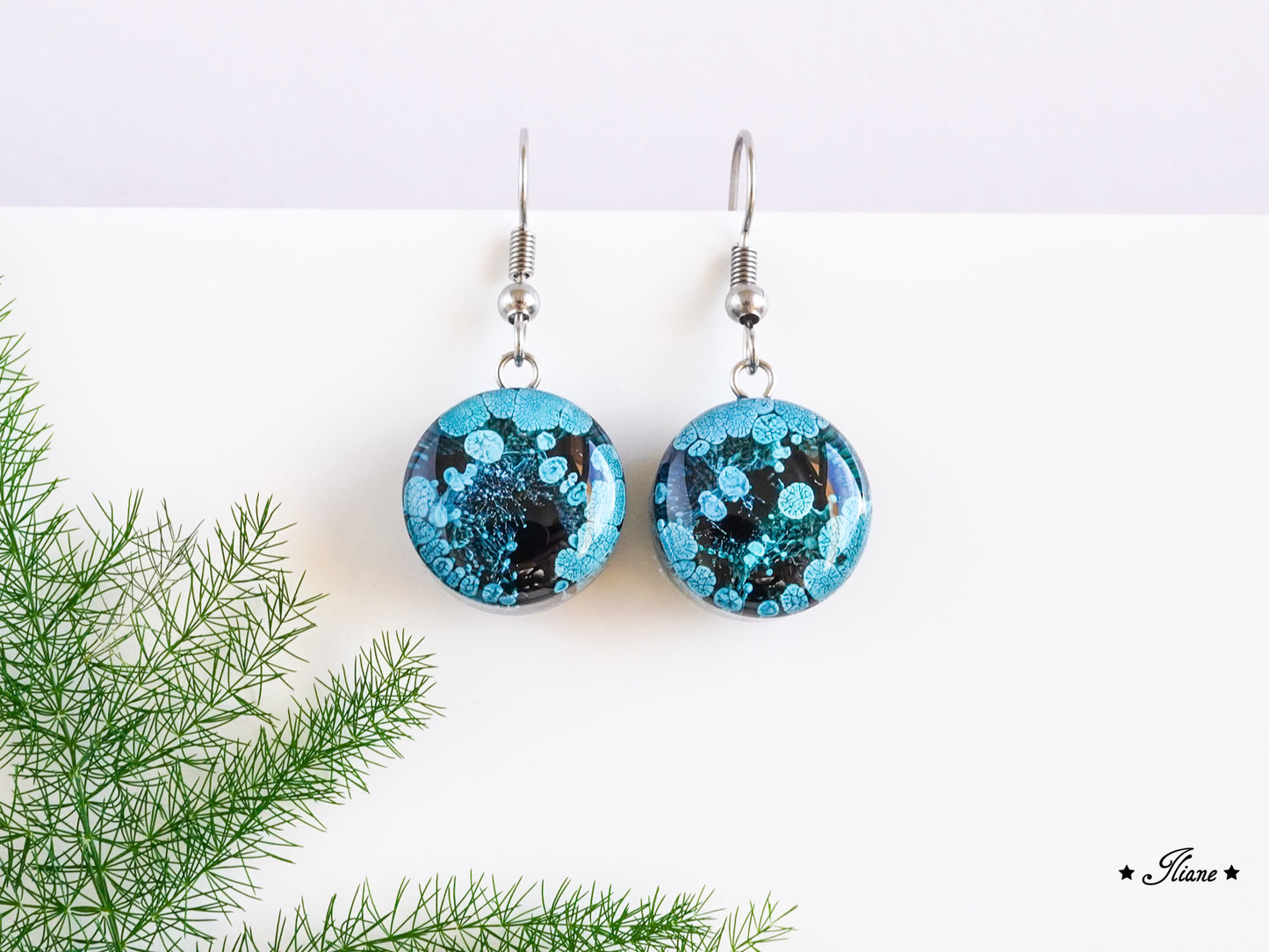 Turquoise Splash - Ohrhänger aus Edelstahl silber 0827
