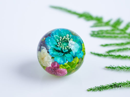 Kettenanhänger Kugel mit bunten Blüten 0762