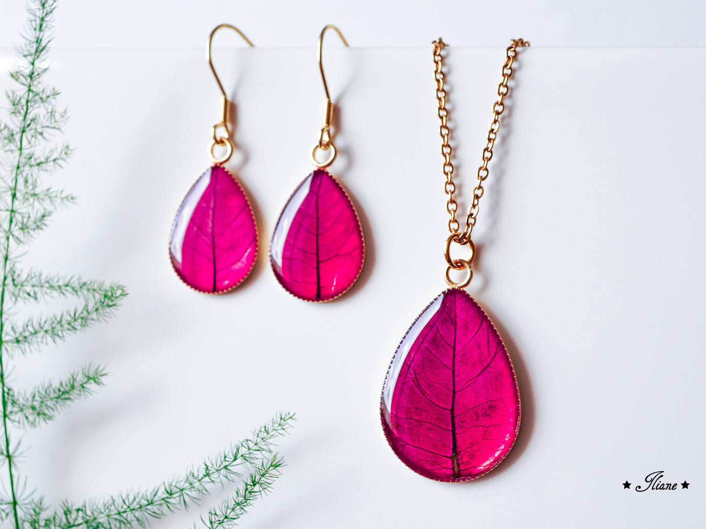 Bougainvillea - Ruby Red - SET Edelstahl silber, gold oder roségold