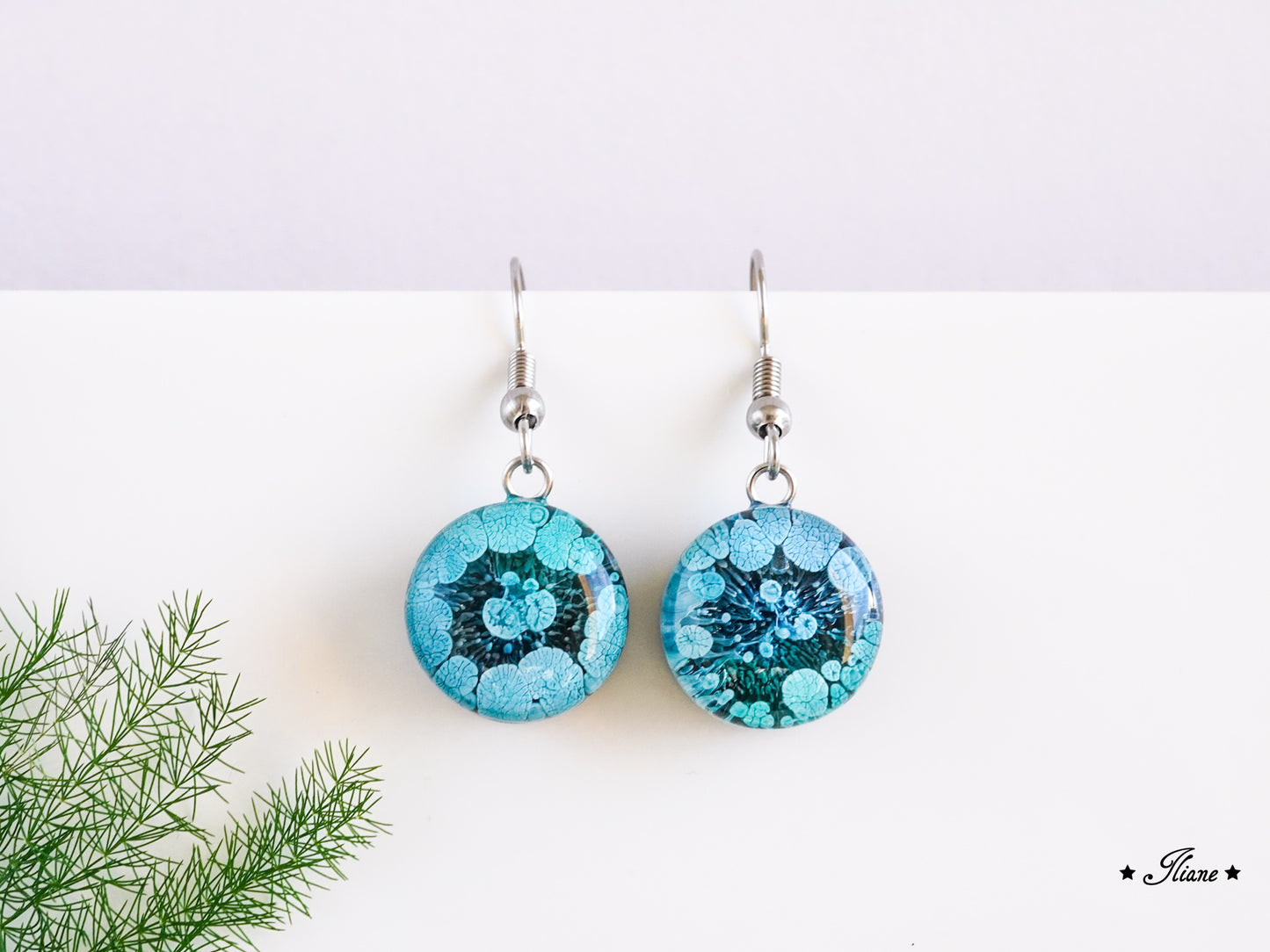 Turquoise Splash - Ohrhänger aus Edelstahl silber 0827