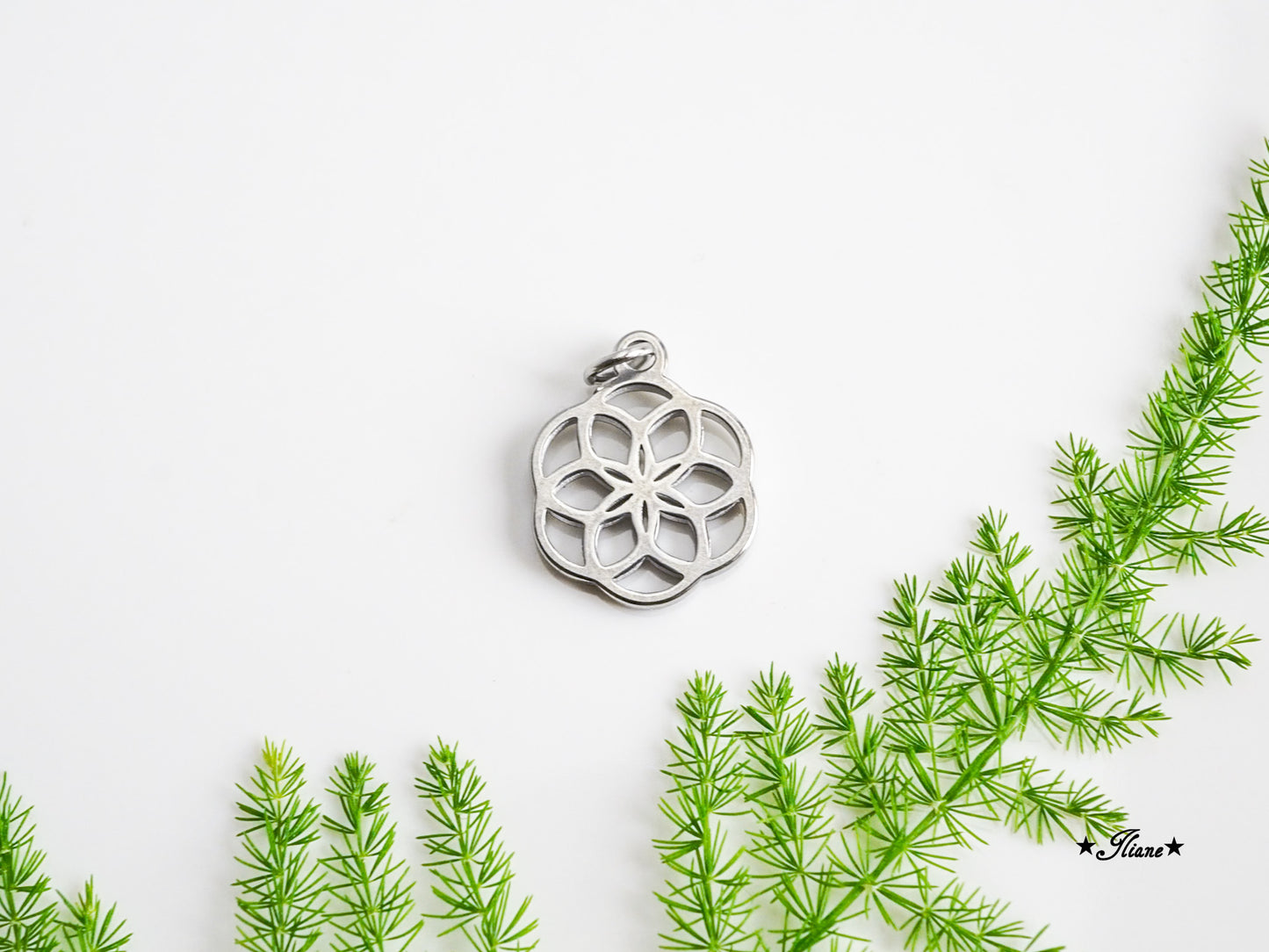 Kettenanhänger - Blume des Lebens - Edelstahl silber