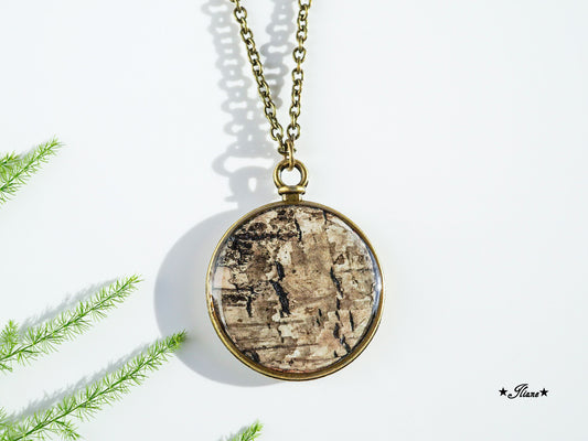 Kette mit Anhänger Birke antik bronze 0744