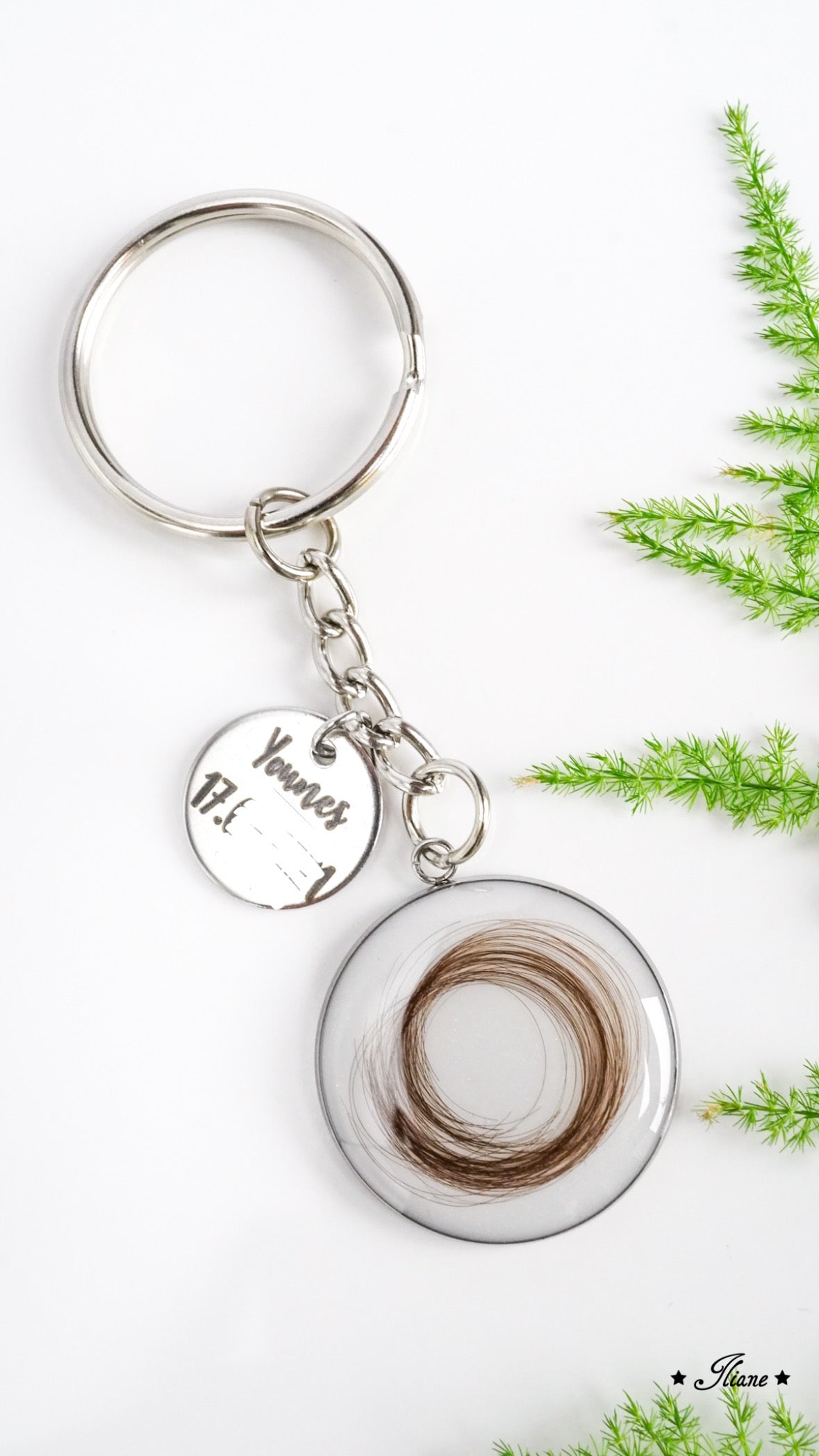 Dein persönliches Erinnerungsschmuckstück mit Haaren oder Fell - Schlüsselanhänger rund Edelstahl silber, gold oder roségold