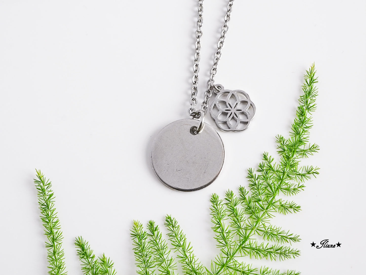 Kettenanhänger - Blume des Lebens - Edelstahl silber
