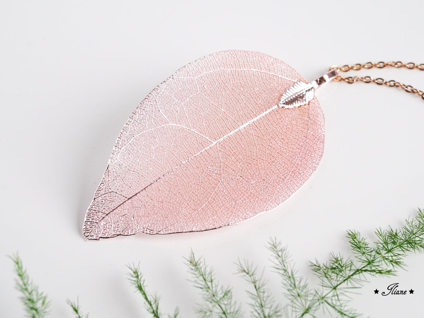 Blattskelett - Kette silber, gold, roségold, kupfer, mint