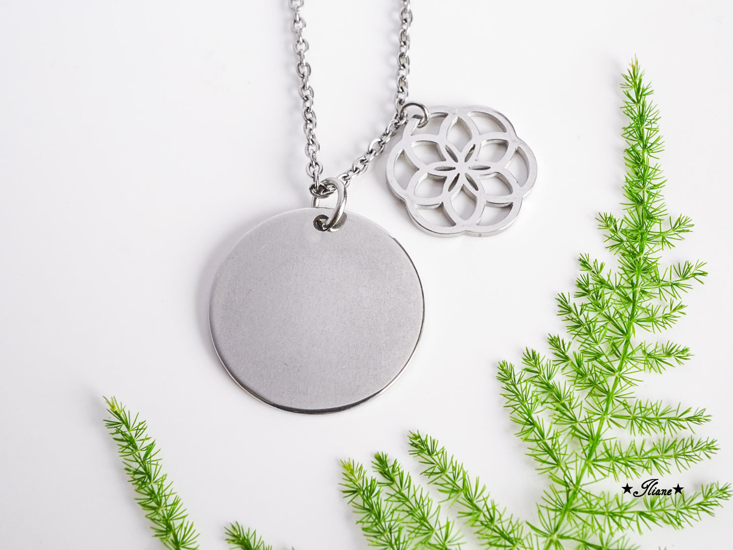 Kettenanhänger - Blume des Lebens - Edelstahl silber