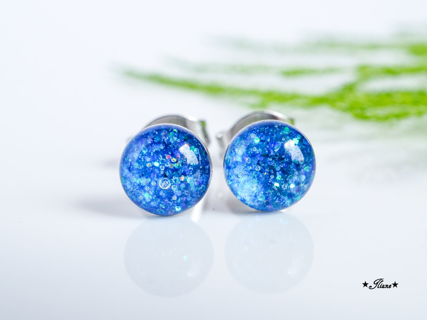 30 Farben - Ohrstecker aus Edelstahl mit Glitzer