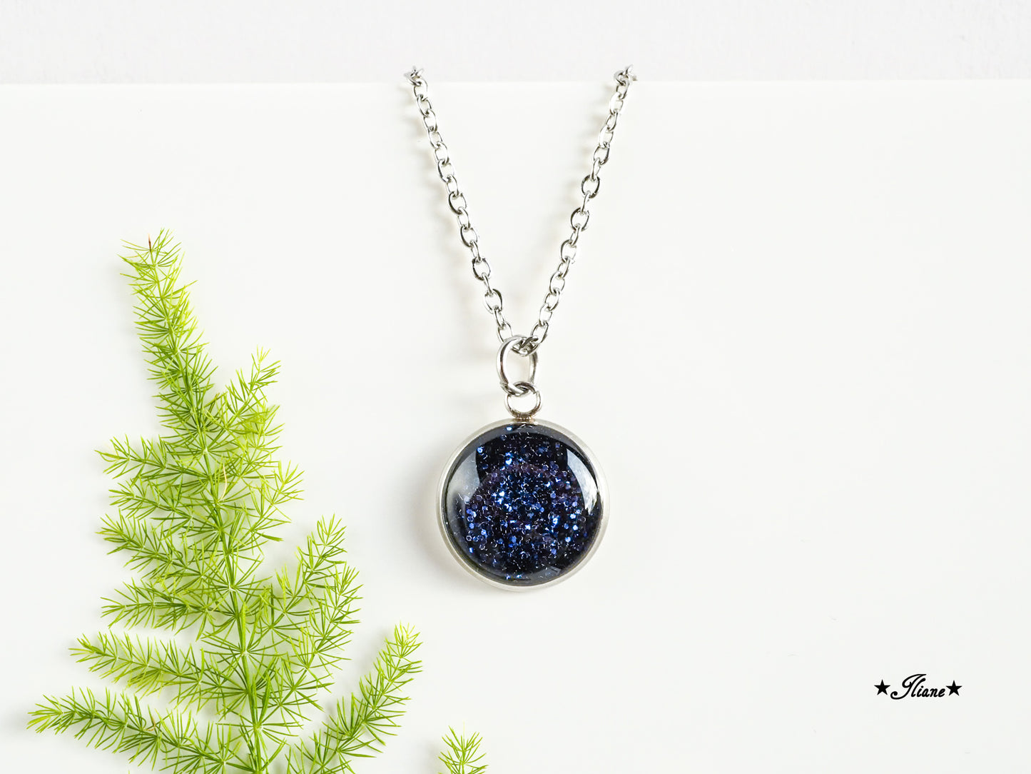 30 Farben - Kette aus Edelstahl silber mit Glitzer