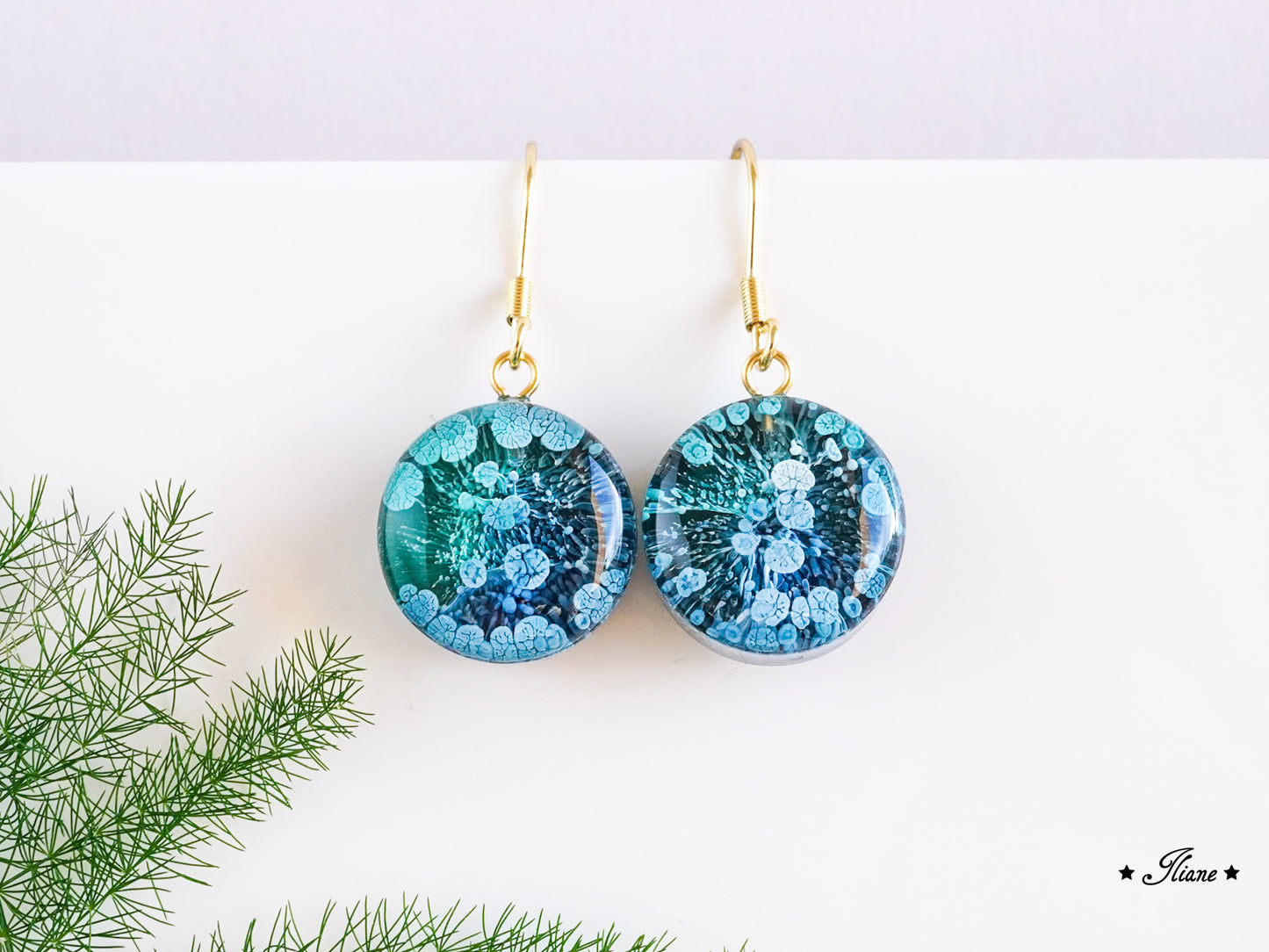 Turquoise Splash - Ohrhänger aus Edelstahl gold 0827
