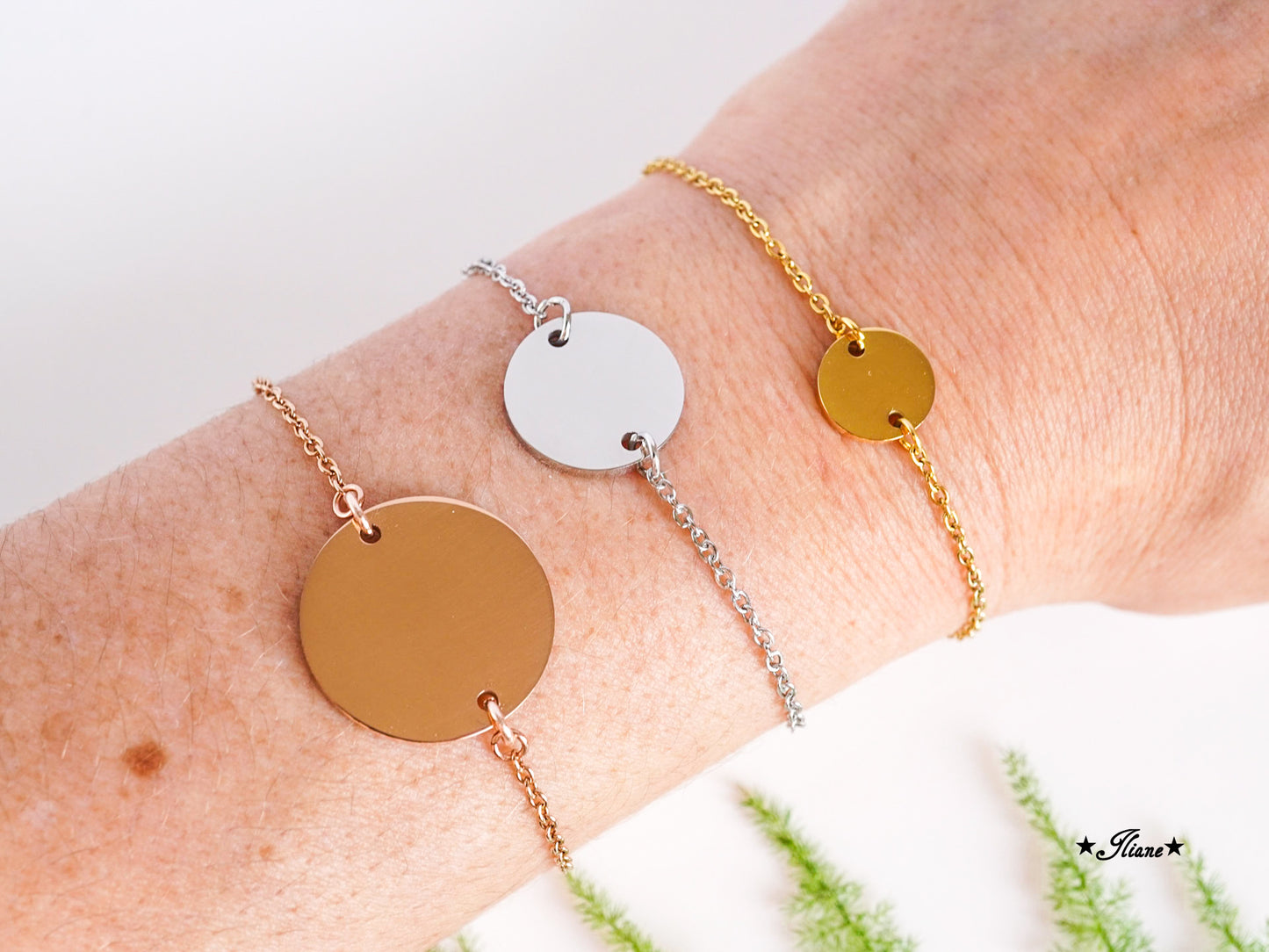 personalisiertes Armband - Namen oder Spruch - Edelstahl silber, gold oder roségoldfarben
