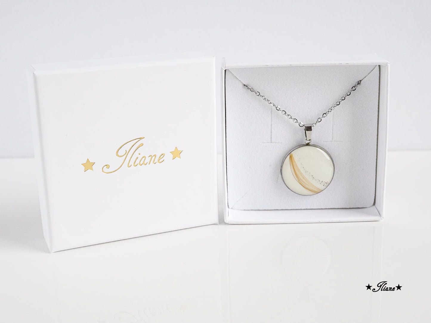 Dein persönliches Erinnerungsschmuckstück mit Haaren und Glitzer - Kette rund Edelstahl silber, gold oder roségold
