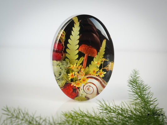 Waldseele - Farne und Pilze - Kette mit Anhänger - Edelstahl silber, gold oder roségold 0836