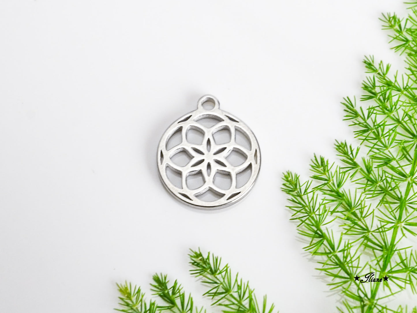 Kettenanhänger - Blume des Lebens - Edelstahl silber