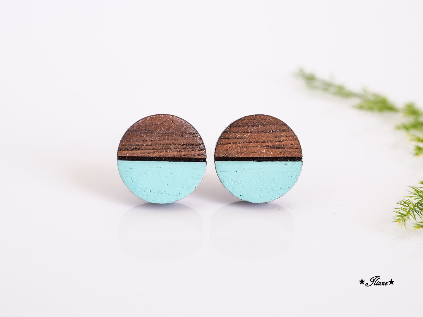 Ohrstecker aus Holz - Pastell Geo