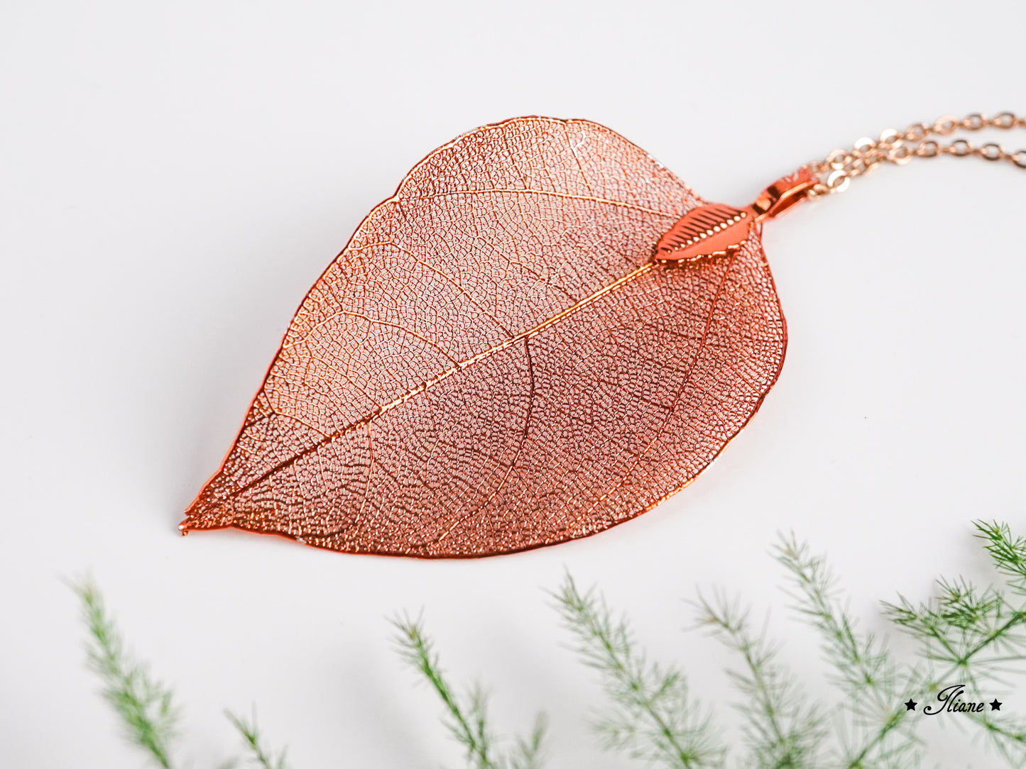 Blattskelett - Kette silber, gold, roségold, kupfer, mint