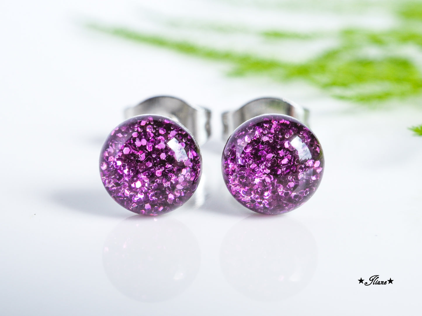 30 Farben - Ohrstecker aus Edelstahl mit Glitzer