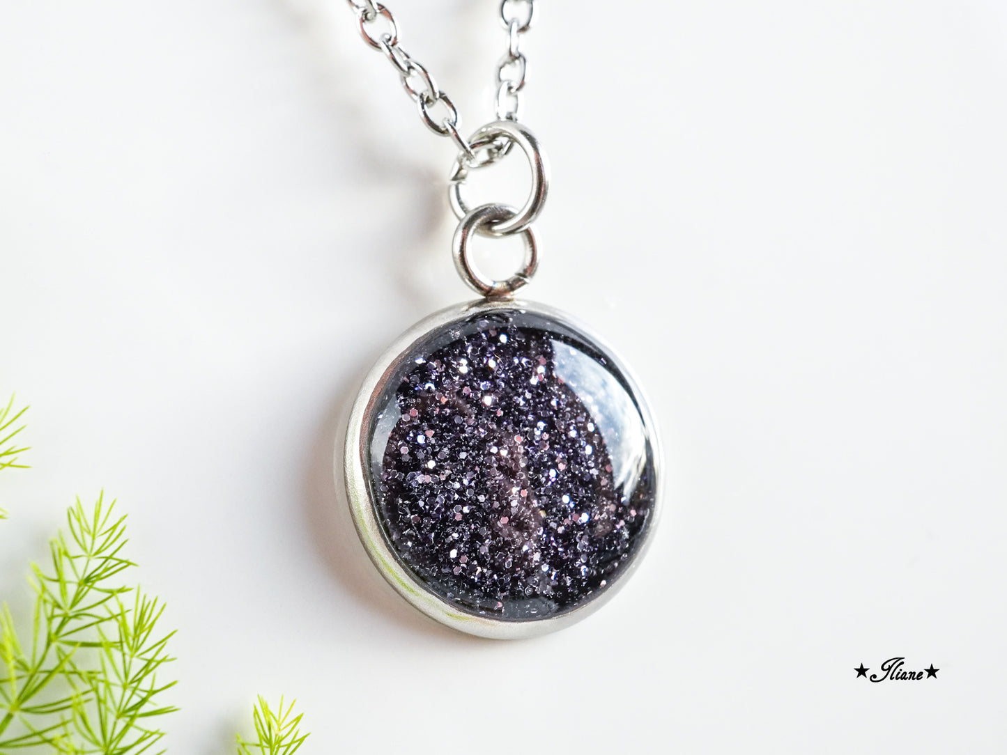 30 Farben - Kette aus Edelstahl silber mit Glitzer