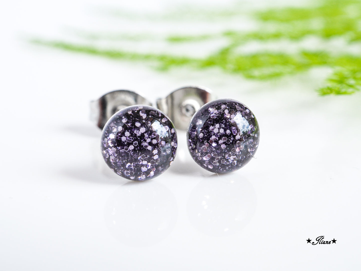 30 Farben - Ohrstecker aus Edelstahl mit Glitzer