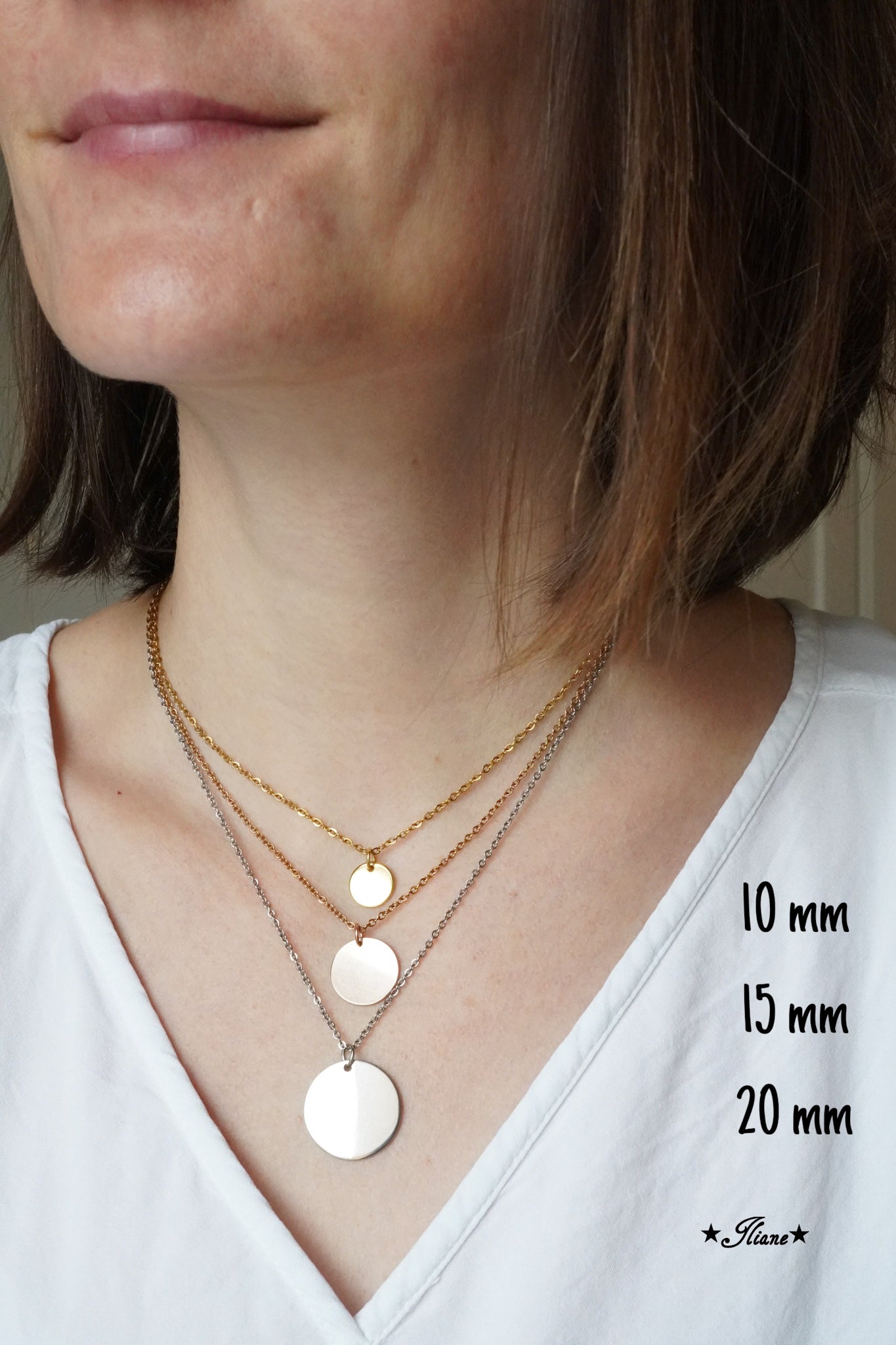 personalisierte Halskette mit Gravur - Dein Motiv - Edelstahl silber, gold oder roségoldfarben