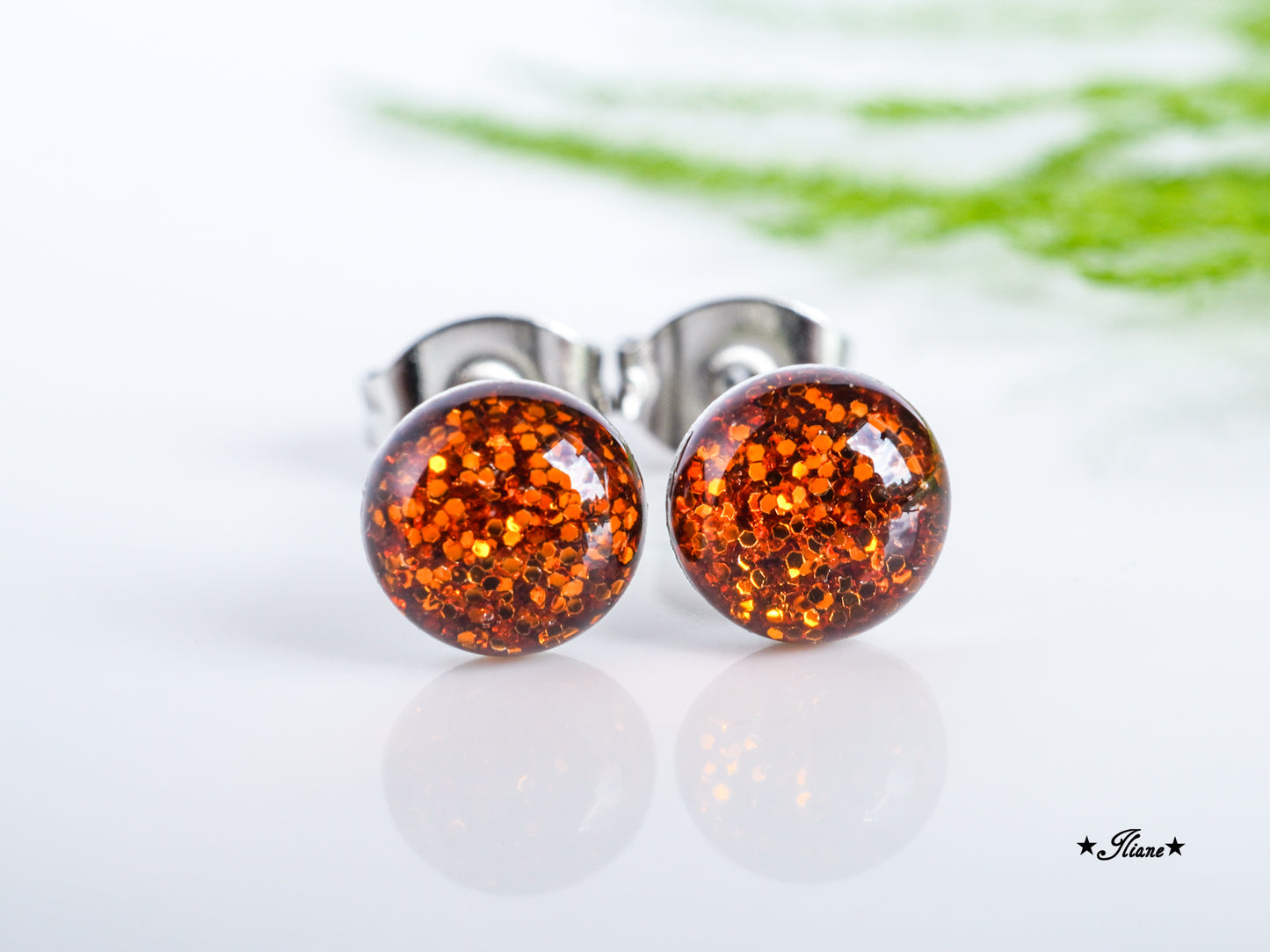 30 Farben - Ohrstecker aus Edelstahl mit Glitzer